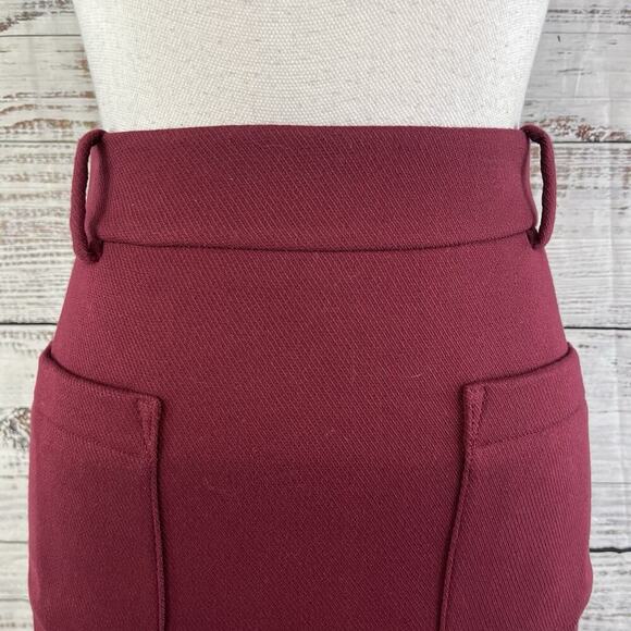 Ann Taylor Loft Skirt sz 8 Mulberry Wine Wool Knee A Line Pockets Career Casual - Picture 3 of 8